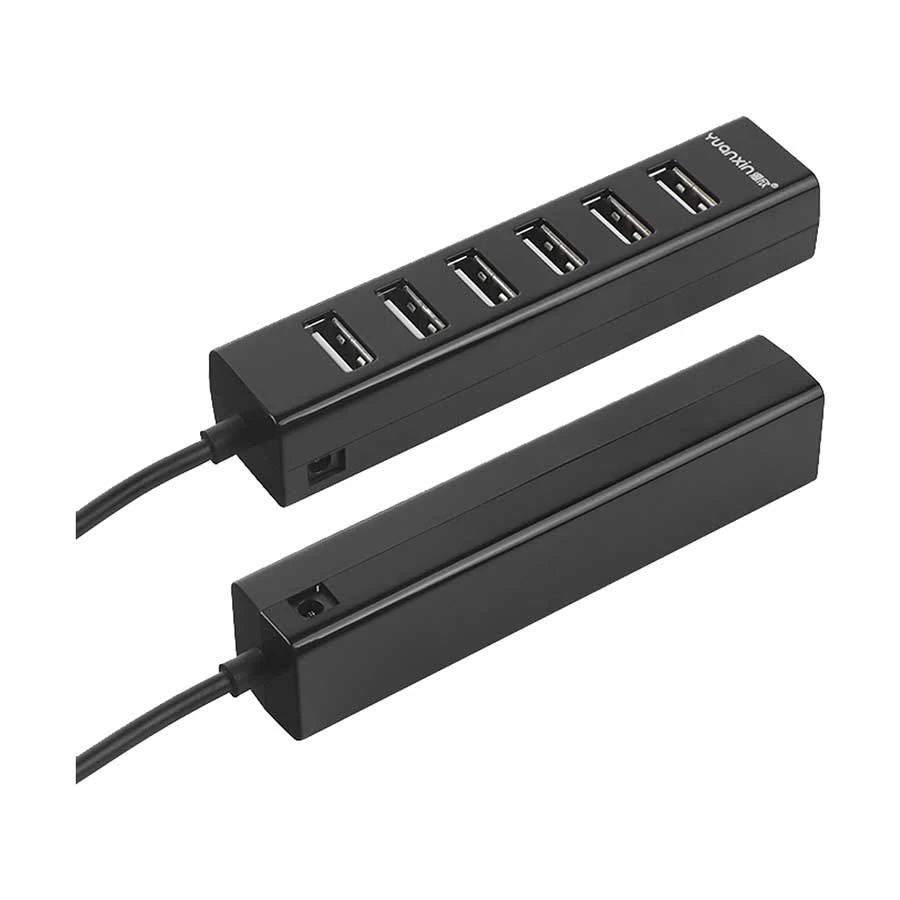 Yuanxin YXH-19 7 Port USB 2.0 Hub with Y Cable and Power Adapter