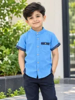 Boys' Slub Cotton Half Sleeve Shirt, 2 to 8 Years
