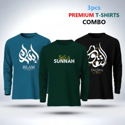 3 pcs Full Sleeve T-Shirt Combo