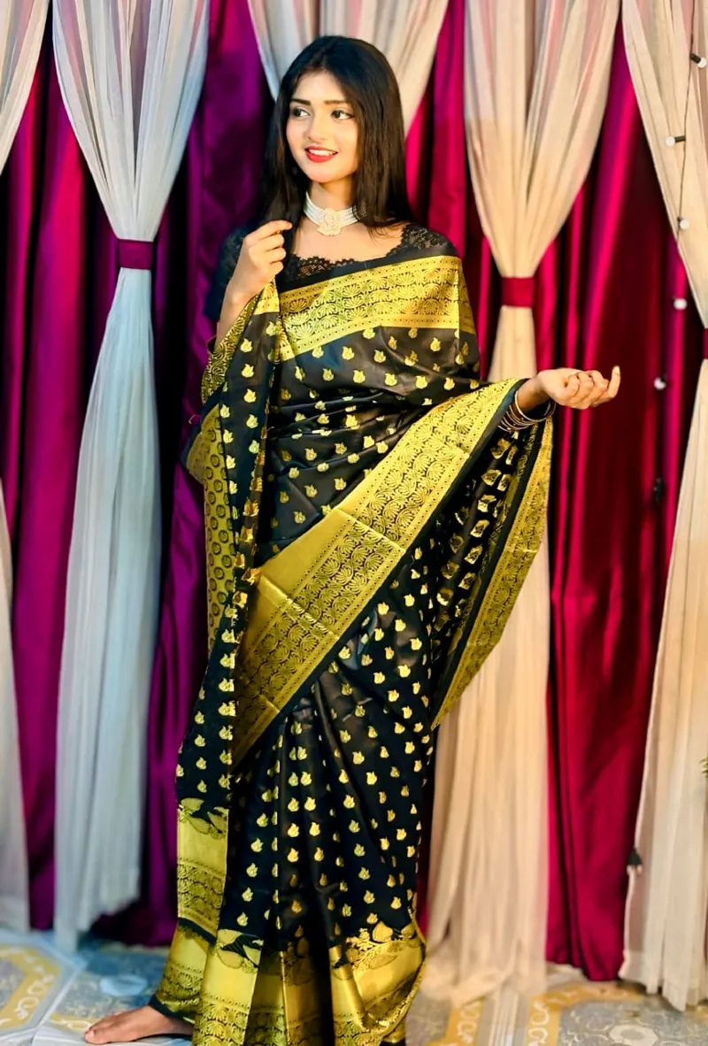 Silk Katan Banarasi Saree with Zari Thread Work, 5 Colours