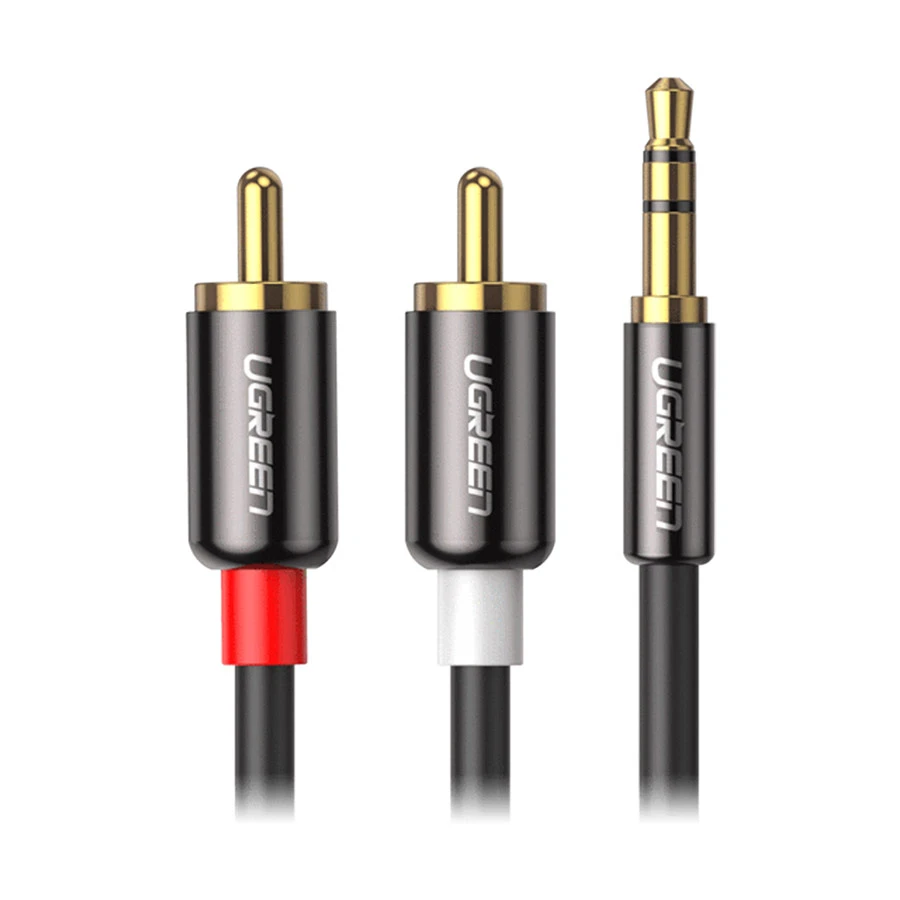 UGREEN AV116 (10749) 3.5mm Male to 2RCA Male 1 Meter Black Audio Cable