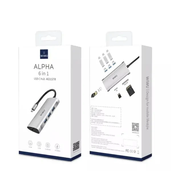 WIWU ALPHA A631STR 6 in 1 USB-C HUB