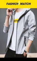 Men's Bonded Fabric Hoodie with Waterproof Zipper, 260 GSM