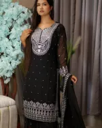 Weightless Georgette Embroidered Three Piece with Sequin Work