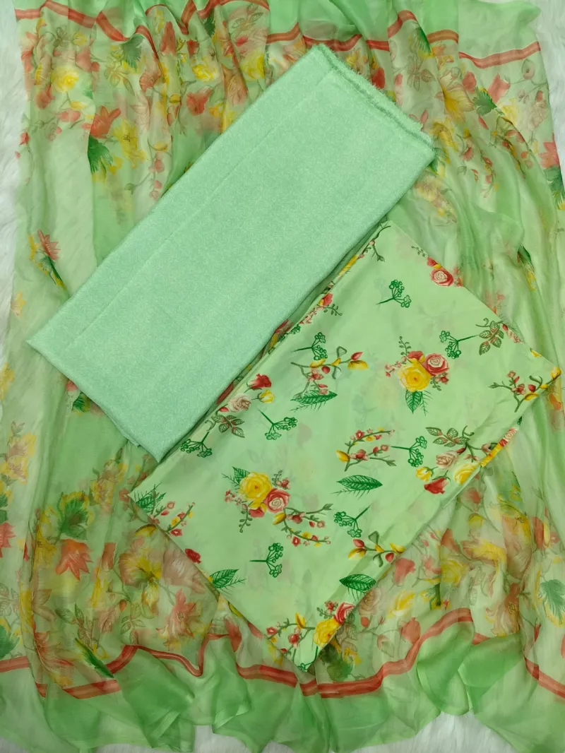 Risika Silk Unstitched Three Piece with Floral Print