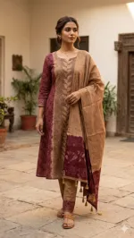 Unstitched Natural Silk Batik Three Piece with Cotton Orna