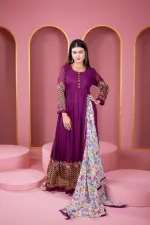 Georgette Embroidered Lehenga Party Dress, Free Size to 46, 6 Colours