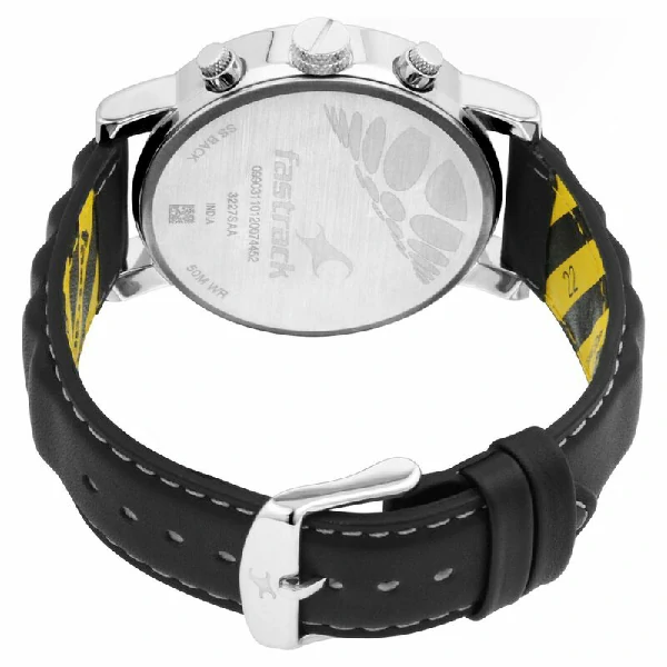 Fastrack NS3227SL01 Fastfit Quartz Multifunction Black Dial Leather Strap Watch