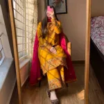 Women's Soft Cotton Embroidered Three Piece with Chiffon Orna