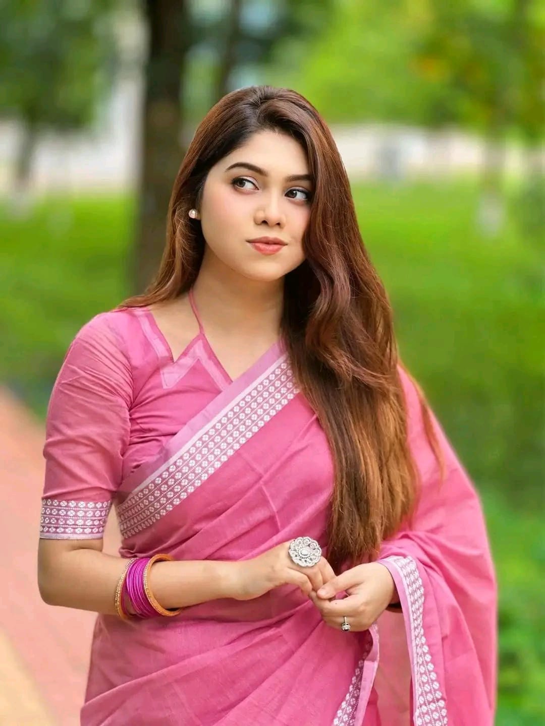 Nokshi Paar Saree with Matching Blouse Piece, 3 Colours