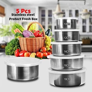 Stainless Steel Protect Fresh Box - 5 Pcs