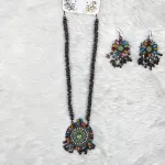 Antique Oxidized Necklace & Earrings Set – (Multiple Colors Available)