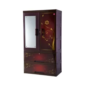 Titanium Almirah Glass 2 Drawer - Splash