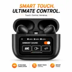 A9 Pro ANC True Wireless Earbuds – Smart Touch Screen Charging Case, Active Noise Cancellation, 13mm Drivers, GPS Location & 35H Battery