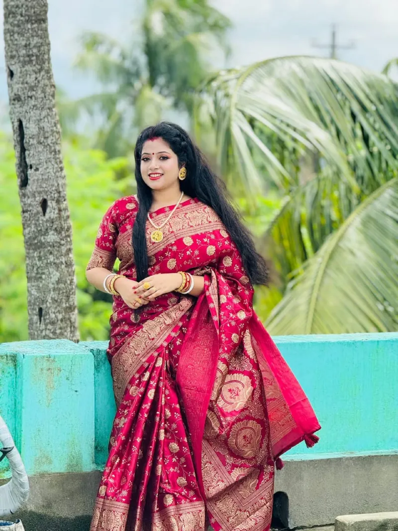 Screen Print Silk Saree with Matching Blouse Piece