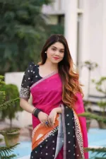 Adhuri Cherry Silk Saree with Tassels and Blouse Piece
