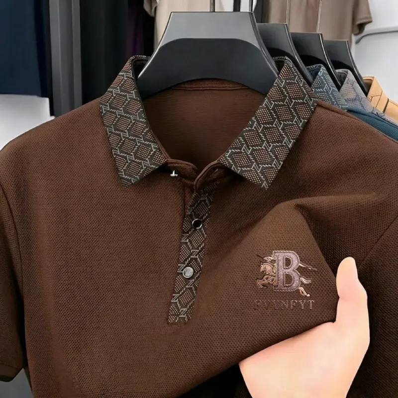 Men's Sticker Logo Polo Shirt in PK Cotton, Sizes M to XXL