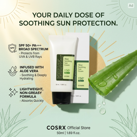 Cosrx Aloe Soothing Sun Cream SPF 50+ Pa+++ 50ml (Korea)