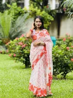 Boishakh Screen Print Saree with Tassel and Blouse Piece