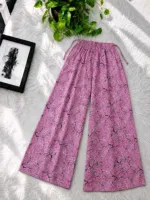 Linen Palazzo for Women, 38 Inch Length, Free Size Waist