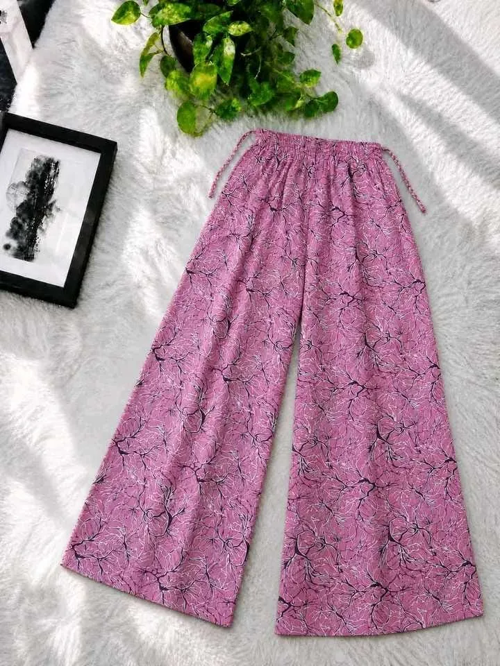 Linen Palazzo for Women, 38 Inch Length, Free Size Waist