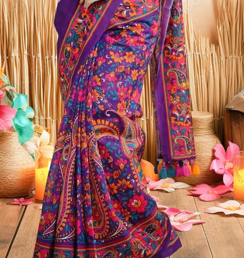Chanduri Silk Digital Print Saree, 12.5 Haath, 5 Colours