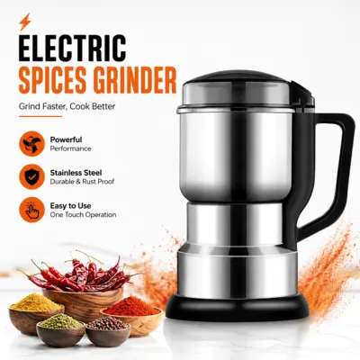 Multifunctional Electric Stainless Steel Food Grinder 1500W – High-Power Spice, Coffee Bean, Nut & Grain Grinder Machine (Model: 8200)