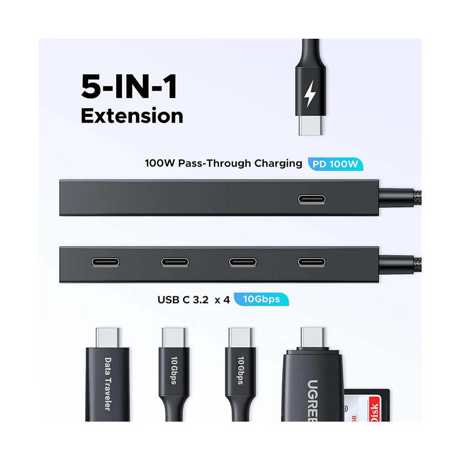 UGREEN CM806 55334 USB-C to 4-Port Type-C Hub with 100W PD Black