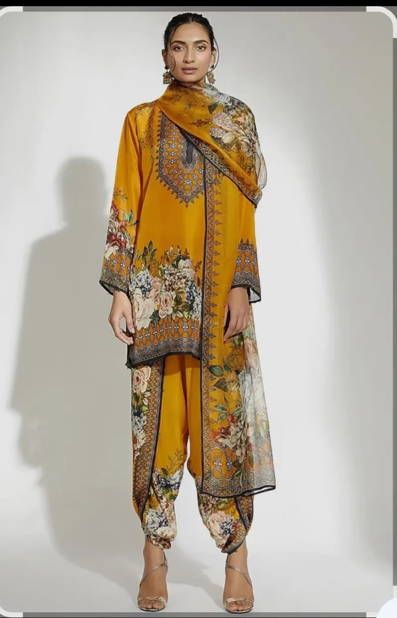 Cotton Silk Digital Print Three Piece for Women, 4 Colours