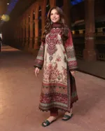 Digital Print Micro Stitch Three Piece with Lace, Sizes 36 to 46