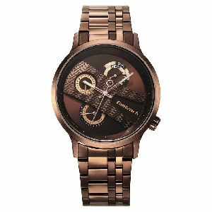 Fastrack NS3301QM01 Exuberant Quartz Multifunction Brown Dial Stainless Steel Strap Watch