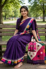 Chanderi Silk Saree with Matching Blouse Piece, 3 Colours