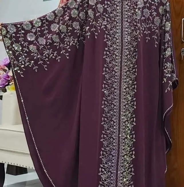 Stone Work Hijab Borka with Attached Koti, Sizes 52 to 56