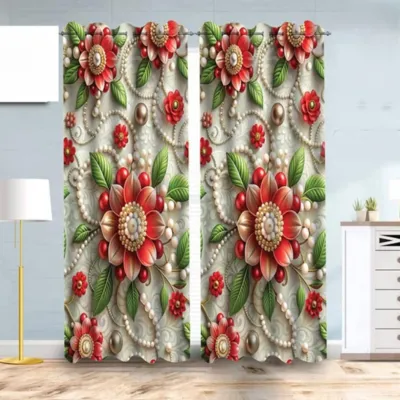 2 Piece 3D Print Premium curtain