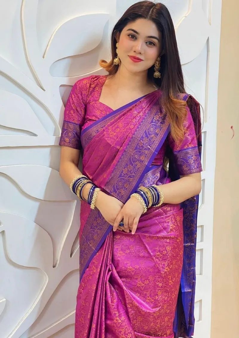 Lightweight Kanjivaram Silk Saree with Running Blouse, 6 Colours