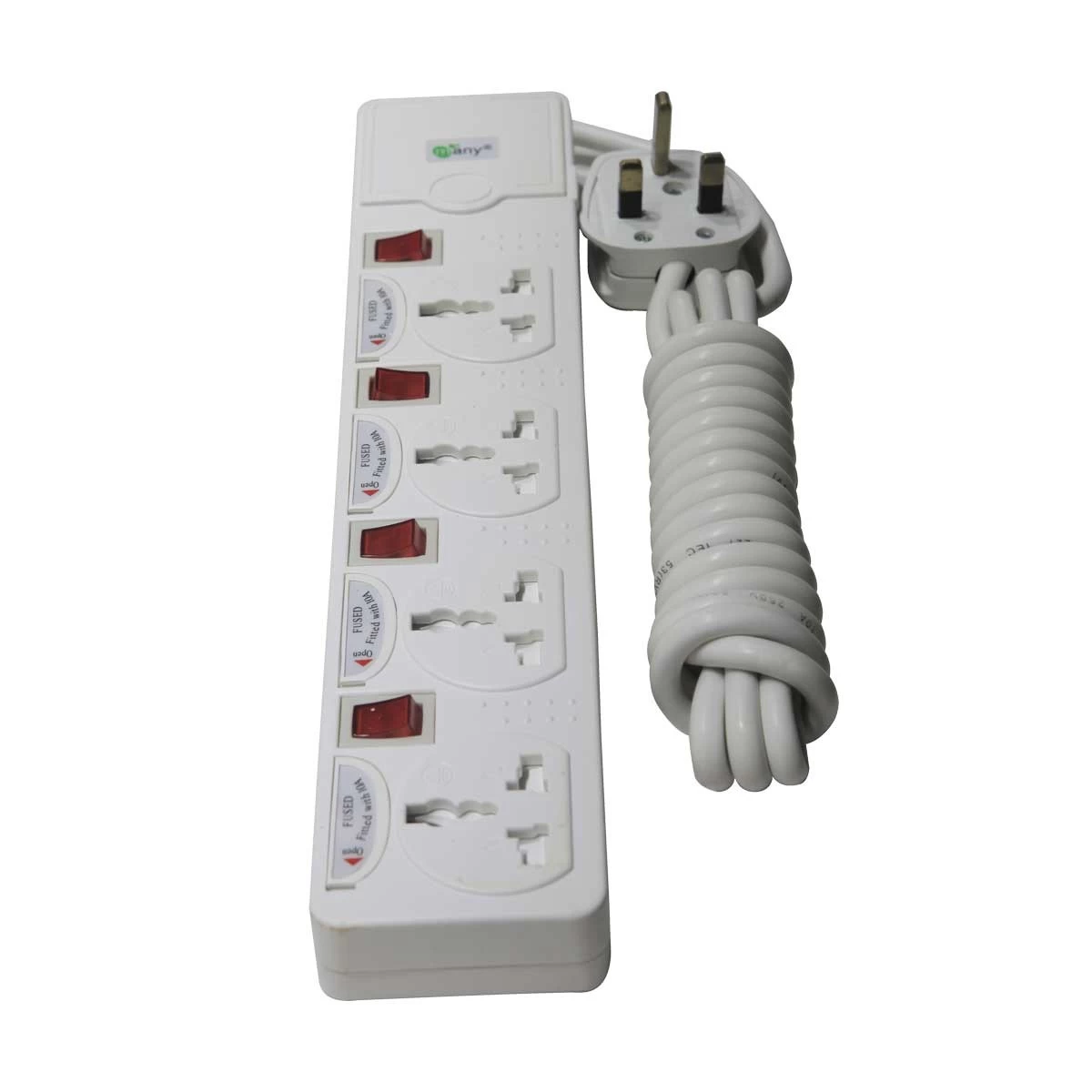 Many MTS-144 3 Pin 4 Port Power Strip 3 Meter White