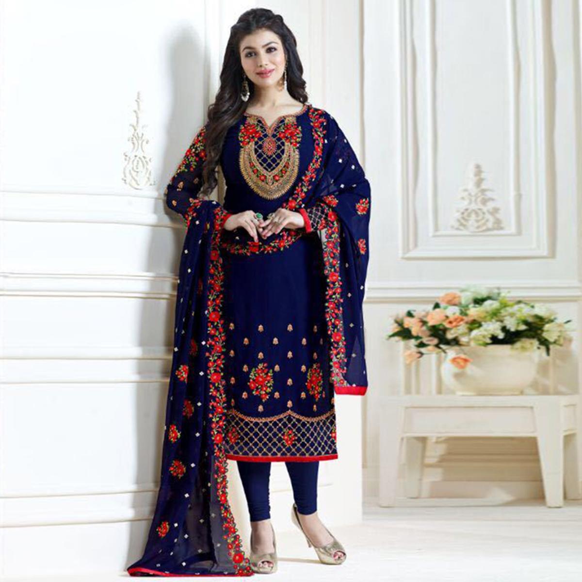 Soft Georgette Four Piece with Unstitched Salwar, 4 Colours
