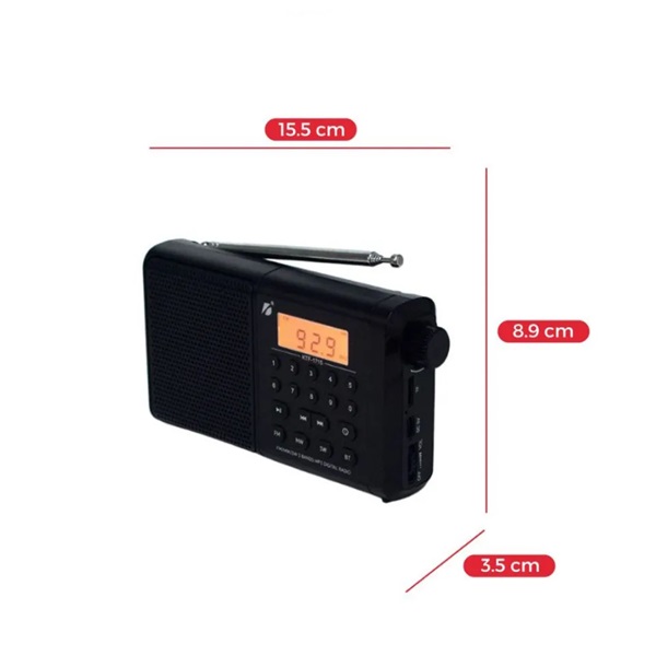 KTF-1715 Bluetooth, TF Card & FM/MW/SW 3 Bands Radio & Clock Supported Digital Display Speaker