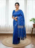 Light Half Silk Saree with All-Over Jamdani Print, 6 Colours