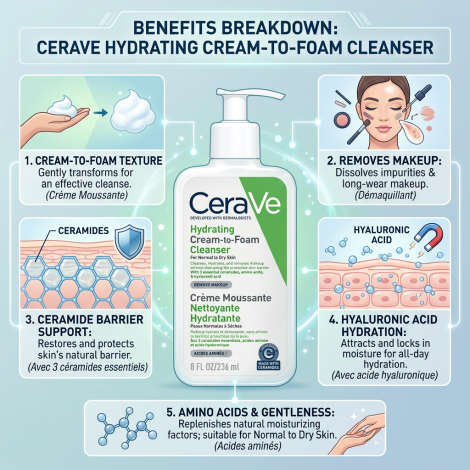 CeraVe Hydrating Cream to Foam Cleanser 236ml (France)