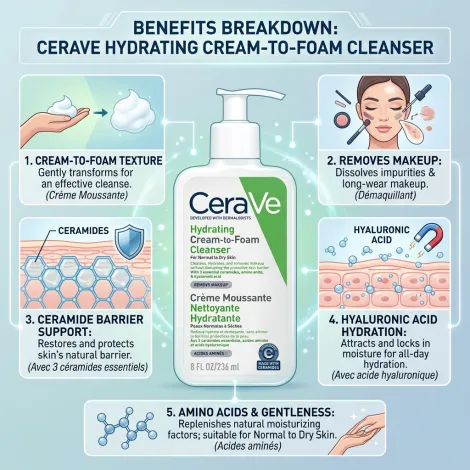 CeraVe Hydrating Cream to Foam Cleanser 236ml (France)