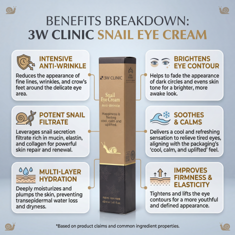 3W Clinic Anti-Wrinkle Snail Eye Cream 40ml (Korea)