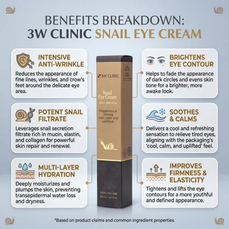3W Clinic Anti-Wrinkle Snail Eye Cream 40ml (Korea)
