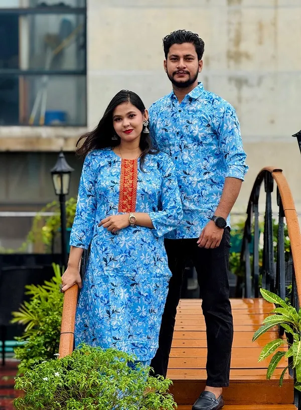 Matching Couple Dress, Men's Shirt with Ladies Kameez and Pajama
