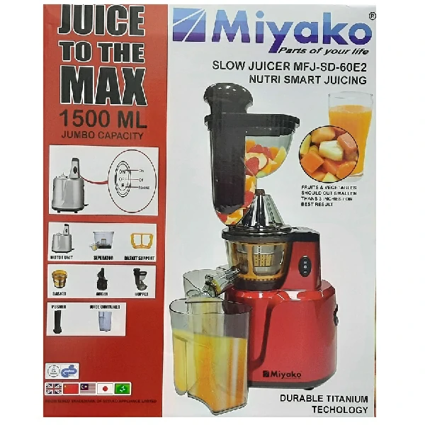 Miyako MFJ-SD-60E2 Slow Juicer Machine, 1500ML.