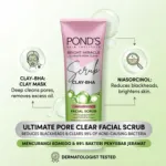 Pond's Bright Ultimate Miracle Pore Clear Clay Bha Facial Scrub 100g (Indonesia)