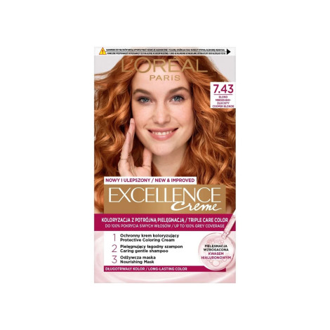 L'Oreal Excellence Creme Triple Care Color - 7.43 Cooper Blonde (France)