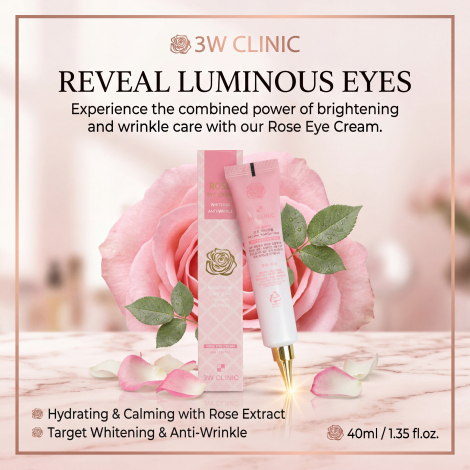 3W Clinic Whitening Anti-Wrinkle Rose Eye Cream 40ml (Korea)