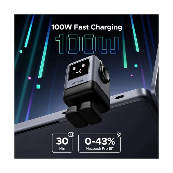 Ugreen Nexode RG X688 USB & Tri USB-C 100W GaN Black Charger (2 Pin, US)