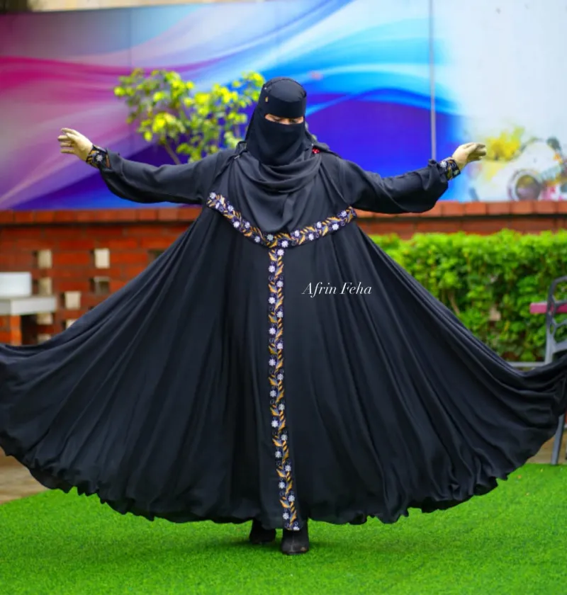 Moriom Embroidery Borka with Hijab, Sizes 50 to 58